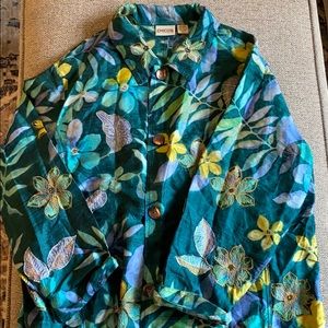 Fun floral button down blouse!